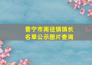 普宁市南径镇镇长名单公示图片查询