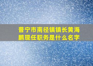 普宁市南径镇镇长黄海鹏现任职务是什么名字