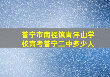 普宁市南径镇青洋山学校高考普宁二中多少人