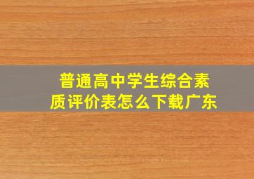 普通高中学生综合素质评价表怎么下载广东