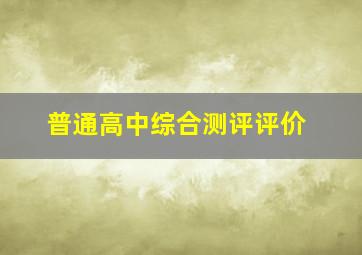 普通高中综合测评评价