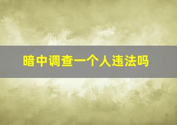 暗中调查一个人违法吗