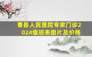 曹县人民医院专家门诊2024值班表图片及价格