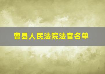 曹县人民法院法官名单