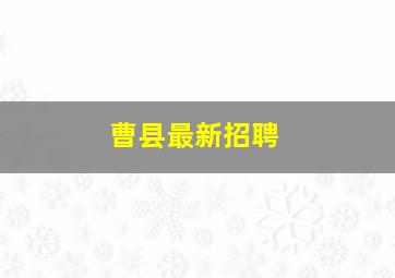 曹县最新招聘