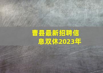 曹县最新招聘信息双休2023年