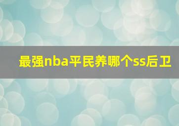 最强nba平民养哪个ss后卫