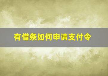 有借条如何申请支付令