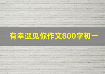 有幸遇见你作文800字初一