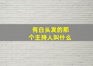 有白头发的那个主持人叫什么