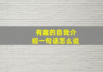 有趣的自我介绍一句话怎么说