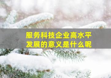 服务科技企业高水平发展的意义是什么呢