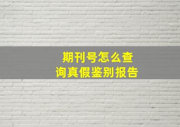 期刊号怎么查询真假鉴别报告