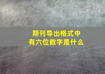 期刊导出格式中有六位数字是什么