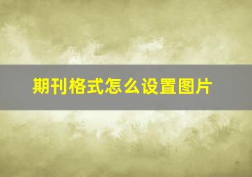 期刊格式怎么设置图片