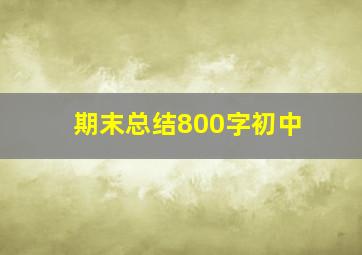 期末总结800字初中