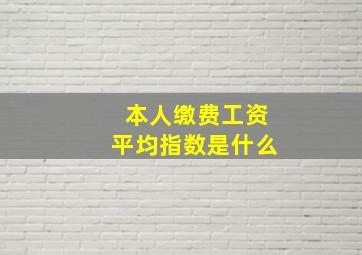 本人缴费工资平均指数是什么