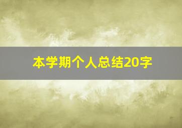 本学期个人总结20字