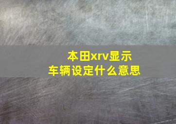 本田xrv显示车辆设定什么意思