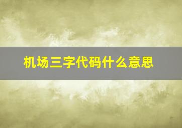 机场三字代码什么意思