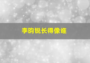 李昀锐长得像谁