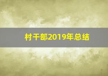 村干部2019年总结