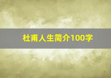 杜甫人生简介100字