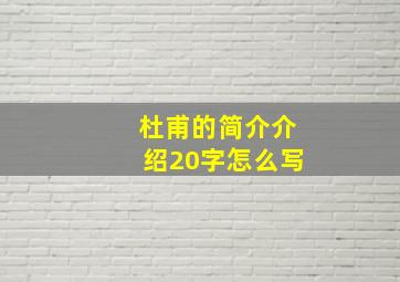 杜甫的简介介绍20字怎么写