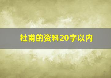 杜甫的资料20字以内