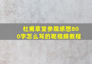 杜甫草堂参观感想800字怎么写的呢视频教程