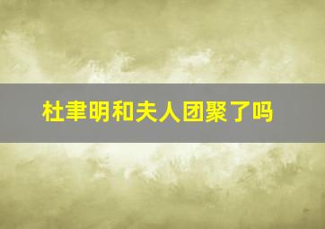 杜聿明和夫人团聚了吗