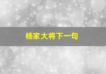 杨家大将下一句