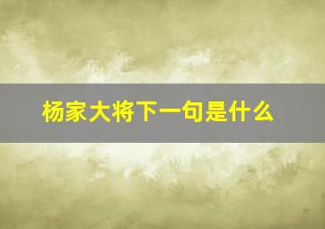 杨家大将下一句是什么