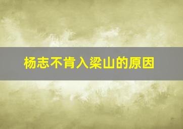 杨志不肯入梁山的原因