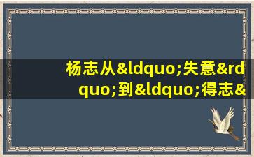 杨志从“失意”到“得志”再到“幻灭”的全过程