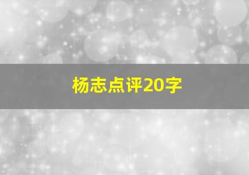 杨志点评20字