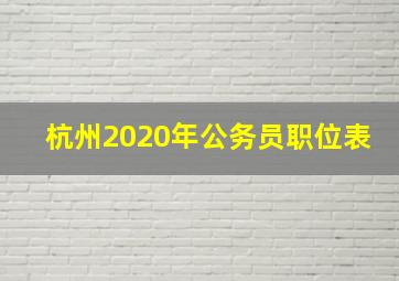 杭州2020年公务员职位表