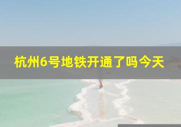 杭州6号地铁开通了吗今天