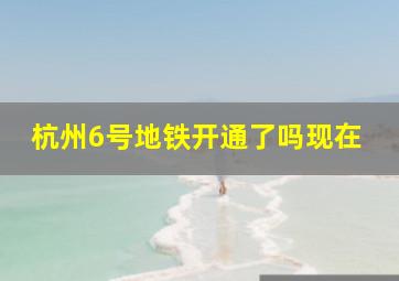 杭州6号地铁开通了吗现在