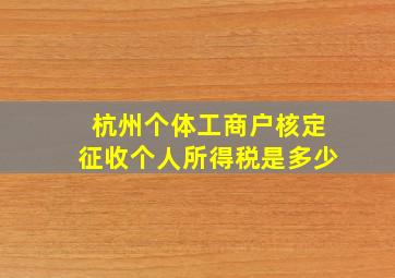 杭州个体工商户核定征收个人所得税是多少