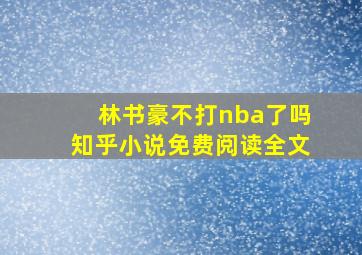 林书豪不打nba了吗知乎小说免费阅读全文