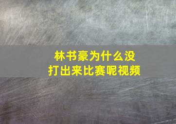 林书豪为什么没打出来比赛呢视频