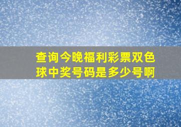 查询今晚福利彩票双色球中奖号码是多少号啊