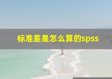 标准差是怎么算的spss