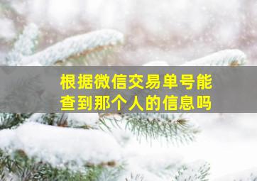 根据微信交易单号能查到那个人的信息吗