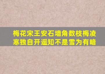 梅花宋王安石墙角数枝梅凌寒独自开遥知不是雪为有暗