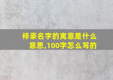 梓豪名字的寓意是什么意思,100字怎么写的