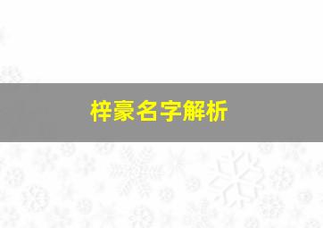 梓豪名字解析