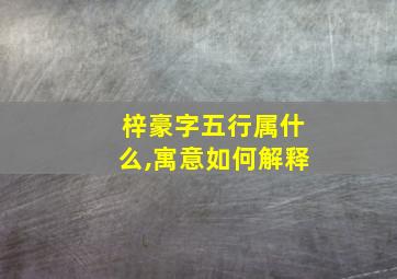 梓豪字五行属什么,寓意如何解释