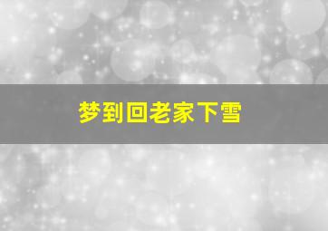 梦到回老家下雪